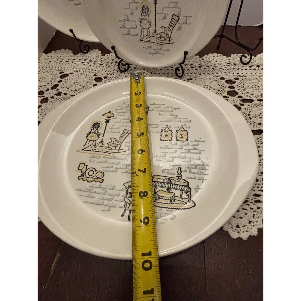 Vintage MCM Hand Decorated‎ Made in America Serving Set 5pc Platters Pie Dish